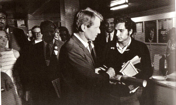 Robert F. Kennedy Signing a Fan's Poster, One of His Final Moments